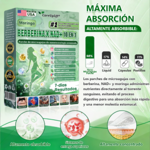 🇺🇸 Tienda Oficial | CareUplift® Moringa · Berberina × NAD+ 10-en-1 Advanced Nano Microneedle Patch