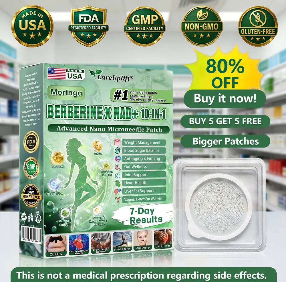 CareUplift® Moringa · Berberine × NAD+ 10-in-1 Slimming & Firming Microneedle Patch