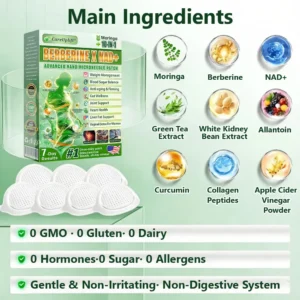 CareUplift® Moringa · Berberine × NAD+ 10-in-1 Slimming & Firming Microneedle Patch